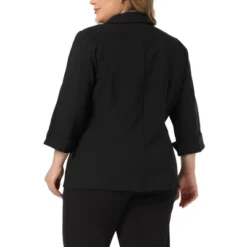 Agnes Orinda Women's Plus Size Office Button Front 3/4 Roll-Up Sleeve Peplum Work Blazers -Agnes Sales Store GUEST 85a5e5c6 0e58 4826 bb57 d9597b3bc57b