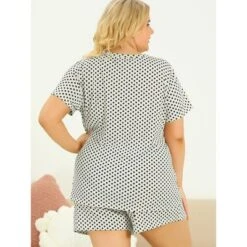 Agnes Orinda Women's Plus Size Nightwear Short Sleeve Shirt And Shorts Pajamas Set Polka Dots Sleepwear -Agnes Sales Store GUEST 85ac7095 3cd1 4f54 81ac 230100897eeb