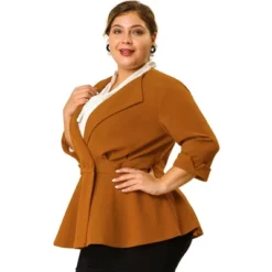 Agnes Orinda Women's Plus Size Ruffle Peplum Ruched Curvy Formal Outfits Blazers -Agnes Sales Store GUEST 85e7d3c6 2260 468f a95e ce426783b52f