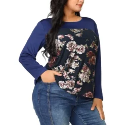 Agnes Orinda Women's Plus Size Tops Blouse Long Sleeve Colorblock Floral Blouses -Agnes Sales Store GUEST 863e92b3 5b37 45d4 b23a 546d0cfe5a28