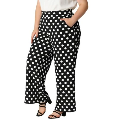 Agnes Orinda Women's Plus Size Formal Palazzo Polka Dots Wide Leg High Rise Wide Leg Pants 1 Agnes Orinda Women's Plus Size Formal Palazzo Polka Dots Wide Leg High Rise Wide Leg Pants