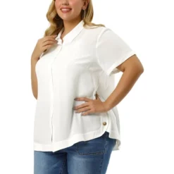 Agnes Orinda Women's Plus Size Sheer Button Front Side Slit Roll Up Sleeve Shirt 12 Agnes Orinda Women's Plus Size Sheer Button Front Side Slit Roll Up Sleeve Shirt -Agnes Sales Store GUEST 871f20d5 1d8d 47de 8e72 f2a7da083aff