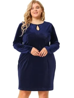 Agnes Orinda Women's Plus Size Velvet Bodycon Keyhole Party Mini Dress -Agnes Sales Store GUEST 876ae70c c3ff 4ba9 9312 c831782f2ffc