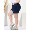 Agnes Orinda Women's Plus Size Jean High Waisted Raw Hem Stretched Distressed Denim Short