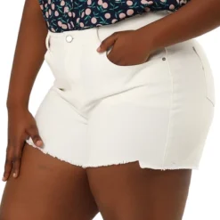 Agnes Orinda Women's Plus Size Denim Mid-Rise Stretchy Raw Hem Casual Jean Shorts -Agnes Sales Store GUEST 87dbe729 3622 4232 be98 fabbb31faf8e