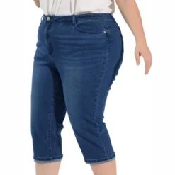 Agnes Orinda Women's Plus Size Jeans Zipper Back Yoke Stretch Roll Up Cuff Denim Pants -Agnes Sales Store GUEST 88eda763 5bcd 481f 938a f2571e864770