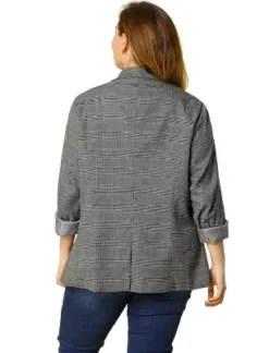 Agnes Orinda Women's Plus Size Plaid Formal Notched Lapel Blazer -Agnes Sales Store GUEST 8968d8cd 25d1 4e9e 9edb 1a6dc212e31a