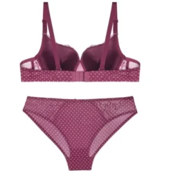 Agnes Orinda Women's Plus Size Lace Polka Dots 2-Piece Lingerie Set