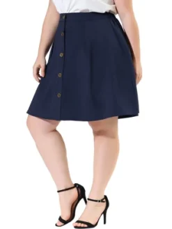 Agnes Orinda Women's Plus Size Work A Line Elastic Waist Flare Skirts -Agnes Sales Store GUEST 8a20d7ba 5b82 4312 b875 bab16cfe6af2