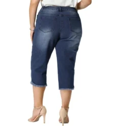 Agnes Orinda Women's Plus Size Casual Capri Frayed Hem Washed Chambray Denim Jean 10 Agnes Orinda Women's Plus Size Casual Capri Frayed Hem Washed Chambray Denim Jean -Agnes Sales Store GUEST 8a873add bd3d 4b09 8988 a5e0ae3641c8