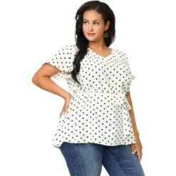 Agnes Orinda Women's Plus Size V Neck Tie Waist Polka Dots Blouse 8 Agnes Orinda Women's Plus Size V Neck Tie Waist Polka Dots Blouse -Agnes Sales Store GUEST 8ae6bc72 e477 4c4e 8ffb 010161dfb983