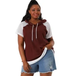 Agnes Orinda Women's Plus Size Hoodies Raglan Short Sleeve Drawstring Top -Agnes Sales Store GUEST 8ae799df 199e 4170 b68c c0c3b1e267ea