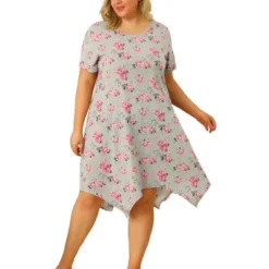 Agnes Orinda Womens Plus Size Floral Nightgown Pajama Cute Irregular Sleep Dress -Agnes Sales Store GUEST 8b05b875 4fef 4da9 a765 72ce697d934b