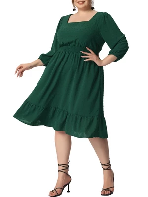 Agnes Orinda Women's Plus Size Swiss Dots Wedding Empire Waist Dresses 8 Agnes Orinda Women's Plus Size Swiss Dots Wedding Empire Waist Dresses - Image 8