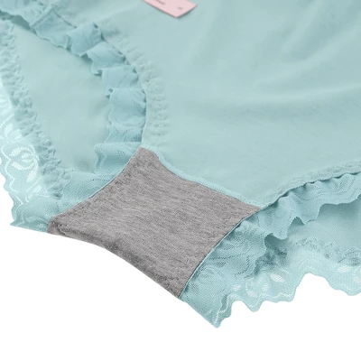 Agnes Orinda Women Plus Mid Waisted Lace Trim Soft Breathable Stretch Briefs Underwear 2 Agnes Orinda Women Plus Mid Waisted Lace Trim Soft Breathable Stretch Briefs Underwear - Image 2