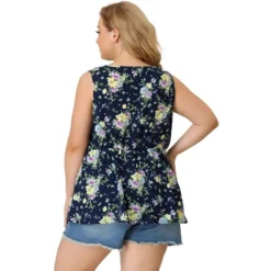 Agnes Orinda Women's Plus Size V Neck Sleeveless Flare Floral Peplum Tank Tops -Agnes Sales Store GUEST 90c278bf 6ade 4209 8a0c e39107c553f7