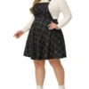 Agnes Orinda Women's Plus Size Elegant Chic Plaid Overalls Fashionable A Line Skirts