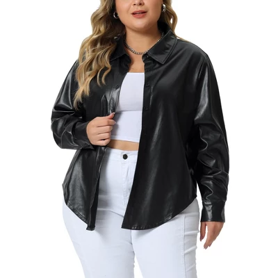 Agnes Orinda Women's Plus Size Faux Leather Long Sleeves Button Motorcycle Biker Moto Jackets 5 Agnes Orinda Women's Plus Size Faux Leather Long Sleeves Button Motorcycle Biker Moto Jackets - Image 5