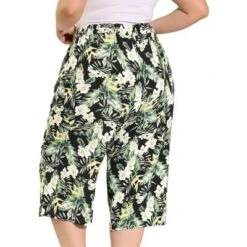 Agnes Orinda Women's Plus Size Floral Trouser Elastic Waist Casual Capri Pants -Agnes Sales Store GUEST 91d9bfec 9f07 42a3 908d e76b0a92977b