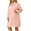Agnes Orinda Women's Plus Size Coats Peter Pan Collar Single Breasted Long Coat
