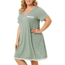 Agnes Orinda Womens Plus Size V Neck Polka Dots Short Sleeve Sleepwear Pajamas Nightgown -Agnes Sales Store GUEST 9207010f 847f 4e85 921d ffdb3493df16