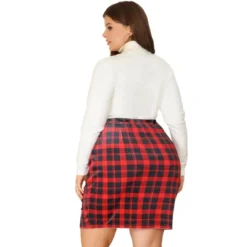 Agnes Orinda Women's Plus Size Pencil Skirt Above The Knee Elastic Waist Plaid Velvet Skirts -Agnes Sales Store GUEST 92c21b87 61de 4fe7 8c60 0ea6f68c5ebb