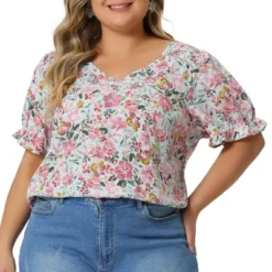 Agnes Orinda Women's Plus Size V Neck Ruffle Sleeve Floral Blouse 13 Agnes Orinda Women's Plus Size V Neck Ruffle Sleeve Floral Blouse -Agnes Sales Store GUEST 9322f002 b6d8 40df bcb3 10bcd780a570