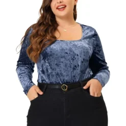 Agnes Orinda Women's Plus Size Blouse Vintage Velvet T-Shirt Casual Long Sleeve Tops -Agnes Sales Store GUEST 93d9eed1 edb1 4b8c 8e95 0df00271bd0d