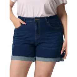 Agnes Orinda Women's Plus Size Denim Roll Hem High-Rise Stretch Trendy Jean Shorts -Agnes Sales Store GUEST 941ca947 8fd8 4b3d 9094 482eba770bbe