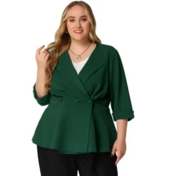 Agnes Orinda Women's Plus Size Ruffle Peplum Ruched Curvy Formal Outfits Blazers -Agnes Sales Store GUEST 9479f624 276c 431b b080 b8f74bdbb2a9