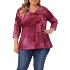 Agnes Orinda Women's Plus Size Tie Dye Side Slit 3/4 Sleeve Stripe V Neck Blouses 24 Agnes Orinda Women's Plus Size Tie Dye Side Slit 3/4 Sleeve Stripe V Neck Blouses -Agnes Sales Store GUEST 957fe138 e412 4841 9db2 1b759ddd7163