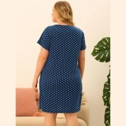 Agnes Orinda Plus Size Nightgown For Women Polka Dots V Neck Short Sleeve Nightdress -Agnes Sales Store GUEST 95bac3bc 17f3 40f8 a15b 1d7339384b68