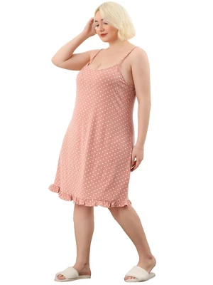 Agnes Orinda Women's Plus Size Comfort Ruffle Hem Polka Dots Sleeveless Nightgown 2 Agnes Orinda Women's Plus Size Comfort Ruffle Hem Polka Dots Sleeveless Nightgown - Image 2
