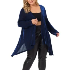 Agnes Orinda Women's Plus Size Velvet Sparkly Long Sleeve Open Front Sequin Cardigan -Agnes Sales Store GUEST 9744bcb4 0216 4a6f afe8 0be7022cb1c7