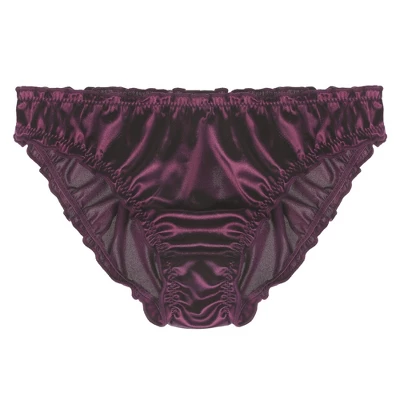 Agnes Orinda Women Plus Mid-Rise Frill Trim Elastic Waist Satin Bikini 10 Agnes Orinda Women Plus Mid-Rise Frill Trim Elastic Waist Satin Bikini - Image 10