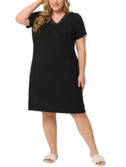 Agnes Orinda Women's Plus Size Solid Comfort Short Sleeves Nightgown -Agnes Sales Store GUEST 98cf35ee 8b5f 4edb 9e54 48fd3ba1962a