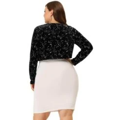 Agnes Orinda Women's Plus Size Velvet Open Front Cropped Shrugs -Agnes Sales Store GUEST 98db2251 4e55 4733 a17f ddb73d0e11e9