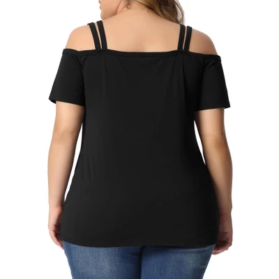 Agnes Orinda Women's Plus Size Cold Shoulder Summer Keyhole Going Out Blouse 3 Agnes Orinda Women's Plus Size Cold Shoulder Summer Keyhole Going Out Blouse - Image 3