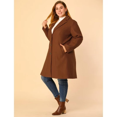 Agnes Orinda Women's Plus Size Winter Notched Lapel Single Breasted Pea Coat 3 Agnes Orinda Women's Plus Size Winter Notched Lapel Single Breasted Pea Coat - Image 3