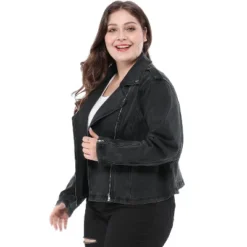 Agnes Orinda Women's Plus Size Outerwear Zip Closure Denim Biker Moto Jacket -Agnes Sales Store GUEST 999130e5 78b7 4271 9eed defa045da406