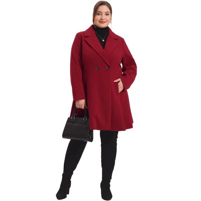 Agnes Orinda Women's Plus Size Elegant A Line Notched Lapel Double Breasted Pea Coats 2 Agnes Orinda Women's Plus Size Elegant A Line Notched Lapel Double Breasted Pea Coats - Image 2