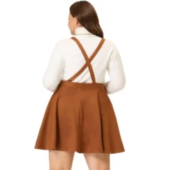 Agnes Orinda Women's Plus Size Faux Suede Overall A-Line Flared Skater Mini Skirt -Agnes Sales Store GUEST 9a6ee122 a77a 4c40 9de8 178041477e69