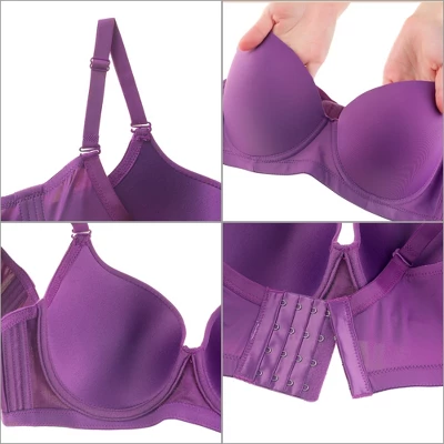 Agnes Orinda Women's Underwire Solid Seamless Comfort Push-Up Bra And Underwear Set 2 Agnes Orinda Women's Underwire Solid Seamless Comfort Push-Up Bra And Underwear Set - Image 2