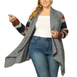 Agnes Orinda Women's Plus Size Outerwear Asymmetric Colorblock Open Front Knit Cardigan -Agnes Sales Store GUEST 9b389f68 fb1b 4568 b082 e53dbcd1ff65