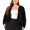 Agnes Orinda Women's Plus Size Fluffy Jacket Open Front Cropped Faux Fur Winter Jackets