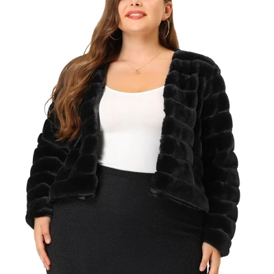 Agnes Orinda Women's Plus Size Fluffy Jacket Open Front Cropped Faux Fur Winter Jackets 1 Agnes Orinda Women's Plus Size Fluffy Jacket Open Front Cropped Faux Fur Winter Jackets