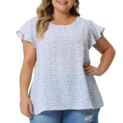 Agnes Orinda Women's Plus Size Floral Short Sleeve Casual Blouse -Agnes Sales Store GUEST 9beab26a 57ff 4b4f 84f0 c5292a3b5994