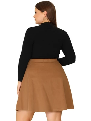 Agnes Orinda Women's Plus Size Corduroy Button Decor Elastic Waist A-Line Skirts 3 Agnes Orinda Women's Plus Size Corduroy Button Decor Elastic Waist A-Line Skirts - Image 3