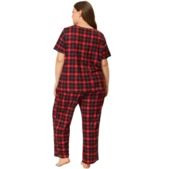 Agnes Orinda Women's Plus Size Short Sleeve Sleepwear Plaid Pajamas Sets -Agnes Sales Store GUEST 9cfa2a95 9ea5 400c 904b ac91311e4dc4