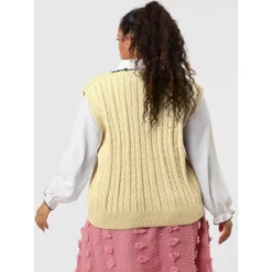 Agnes Orinda Women's Plus Size V Neck Knit Sleeveless Pullover Sweater Vests -Agnes Sales Store GUEST 9d32134a b256 4f83 a69e 4d6f3ead455a